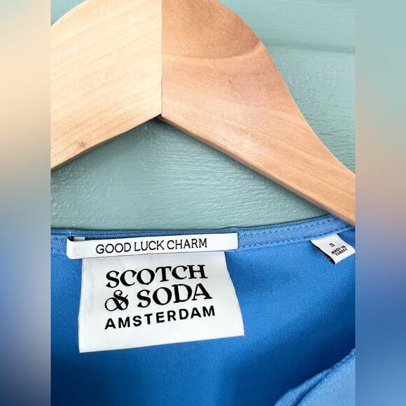 Scotch & Soda Good Luck Charm Voluminous Sleeve Soft Sweatshirt blue fall casual - Picture 3 of 9